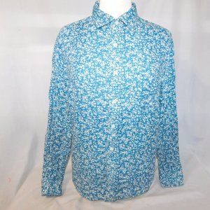 Banana Republic Womens S Untucked Fit Blue White Floral Button Front Shirt  NWOT